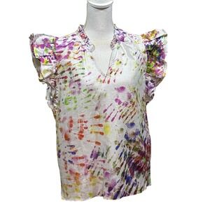 Willa Story Clara Tie Dye Top, Large, bohemian, art teacher, eclectic, folksy